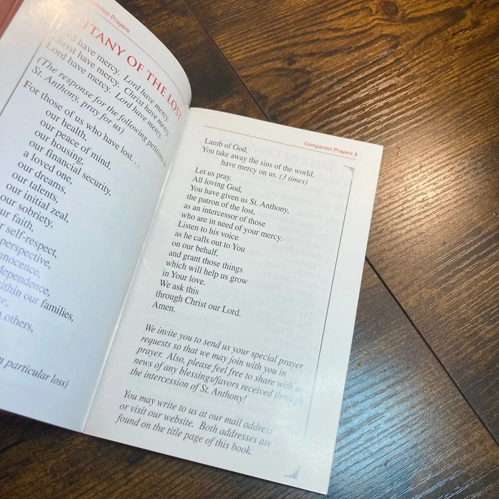 Companion Prayers Guide St Anthony Padua Catholic Prayer Booklet Red Gold Foil